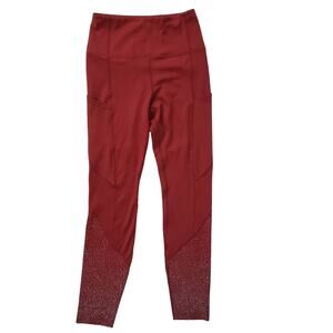 Zyia Leggings Size 4 Light n Luxe Pocket Reflective Hi-Rise 7/8 M Merlot